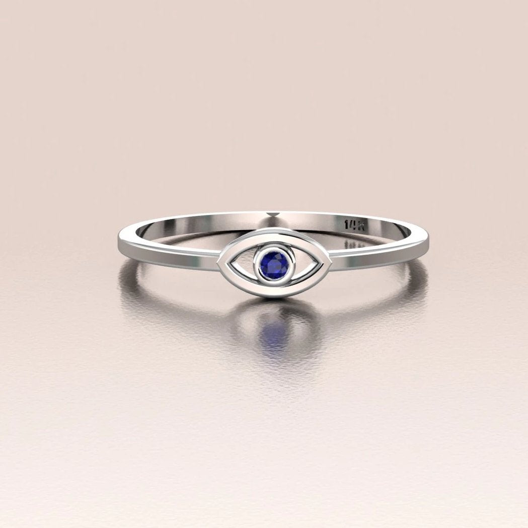 Blue Sapphire Sterling Silver Tiny Evil Eye Ring at Rs 359/piece in Jaipur